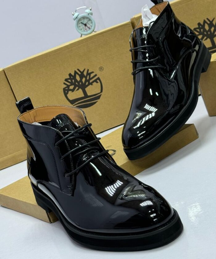 Timberland Glossy Black Lace-Up Boots