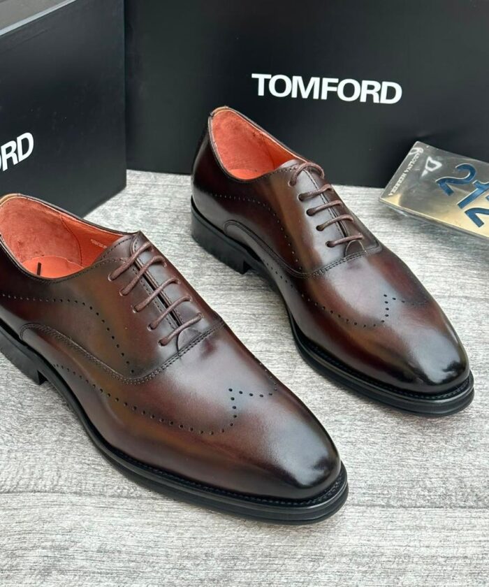 Tom Ford Edgar Brown Wingtip Brogue Derby Shoes