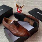 Tom Ford Men’s Tan Handwoven Leather Oxford Shoes