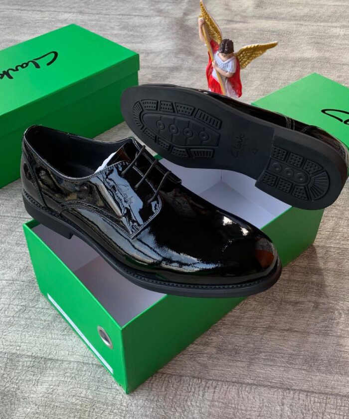 Clarks Men’s Patent Leather Formal Shoes – Premium Glossy Designer Dress Shoes