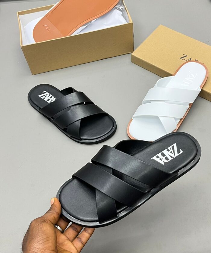 Zara Minimalist Black Cross-Strap Sandals