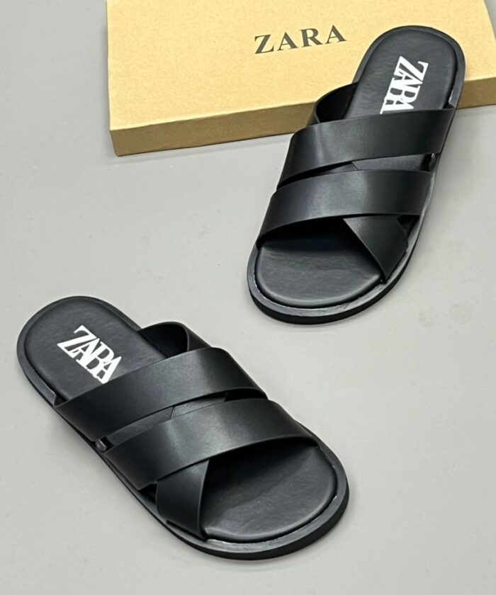 Zara Minimalist Black Cross-Strap Sandals