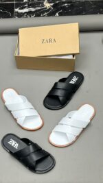 Zara Minimalist Black Cross-Strap Sandals