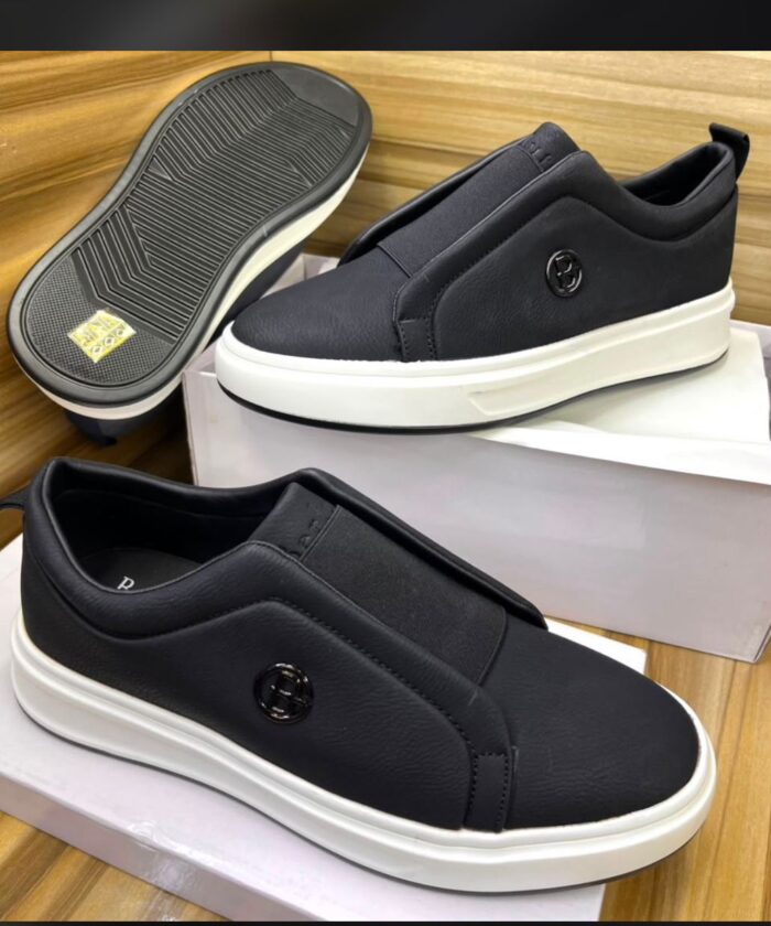 Black Slip-On Sneakers with Branded Side Logo