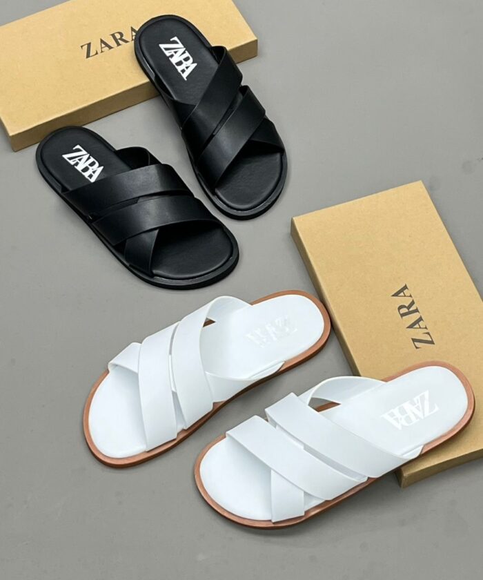 Zara Minimalist Black Cross-Strap Sandals