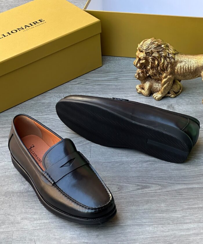 Billionaire Italian Couture Black Leather Loafers