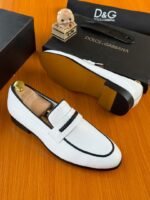 White Crocodile-Texture Loafers - Image 2