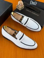 White Crocodile-Texture Loafers
