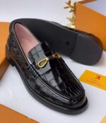 Wine Embossed Leather Loafers 1