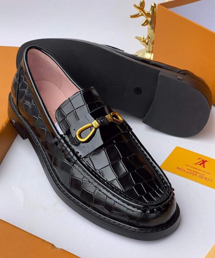Wine Embossed Leather Loafers 1