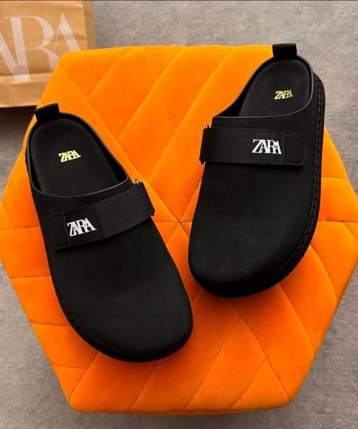Zara Black Suede Platform Clogs