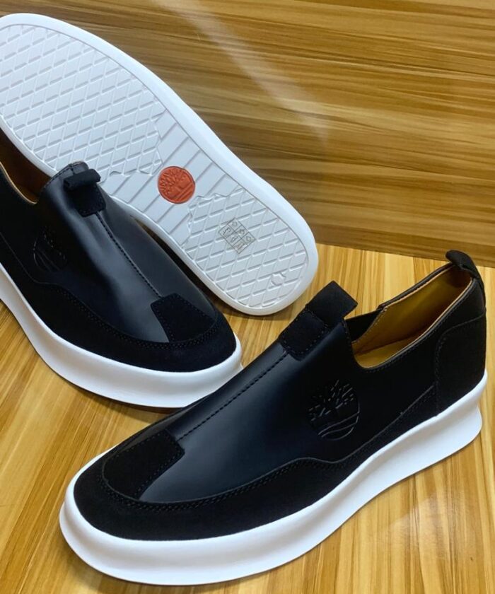 Timberland Black Slip-On Loafers with Suede Toe Cap