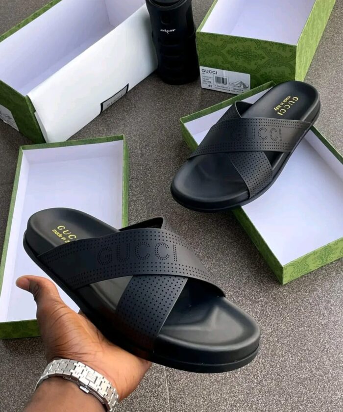 Black Crisscross Slides
