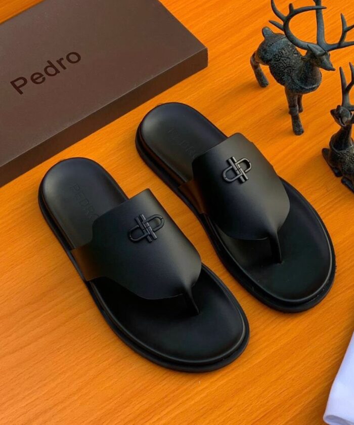 Black Leather Palm Slippers