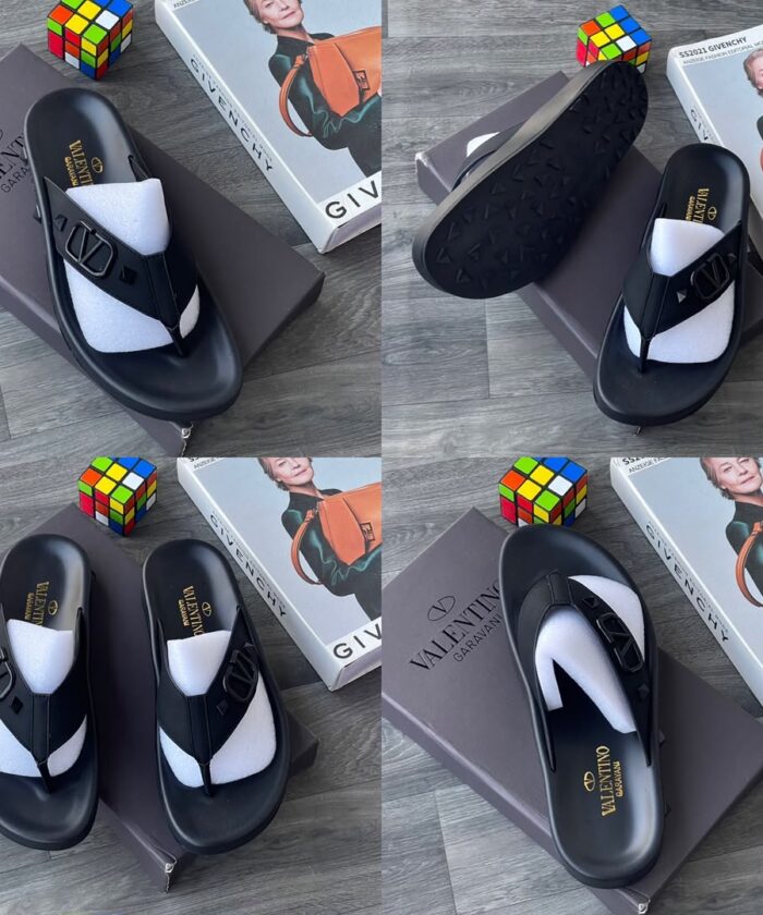 Black VLogo Flip-Flop Sandals