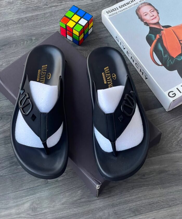 Black VLogo Flip-Flop Slides