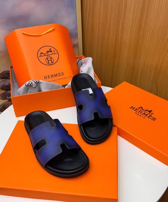 Blue & Black Gradient Leather Sandals