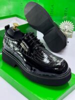 Bottega Veneta Black Crocodile-Embossed Shoes