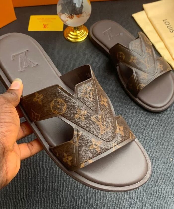 Brown Monogram Leather Sandals