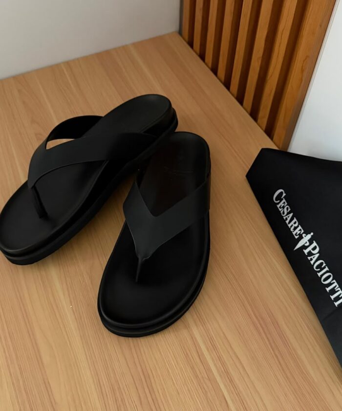 Cesare Paciotti Black Thong Sandals