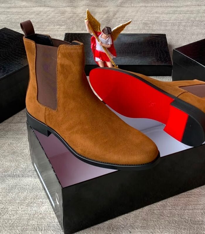 Christian Louboutin Men’s Tan Suede Chelsea Boots