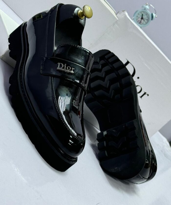 Chunky Platform Dress Shoes with Metallic Logo Strap