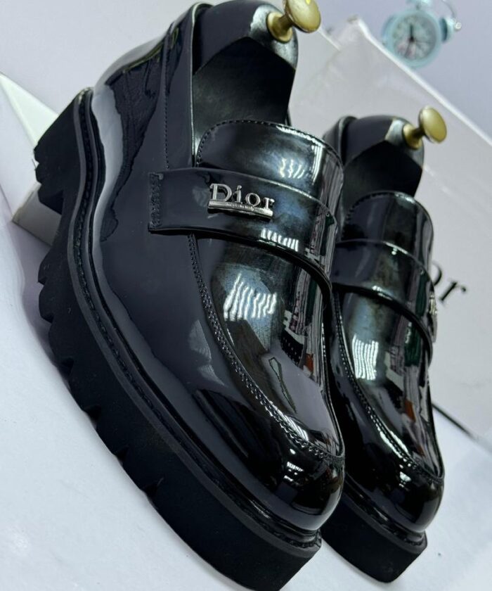 Chunky Platform Dress Shoes with Metallic Logo Strap