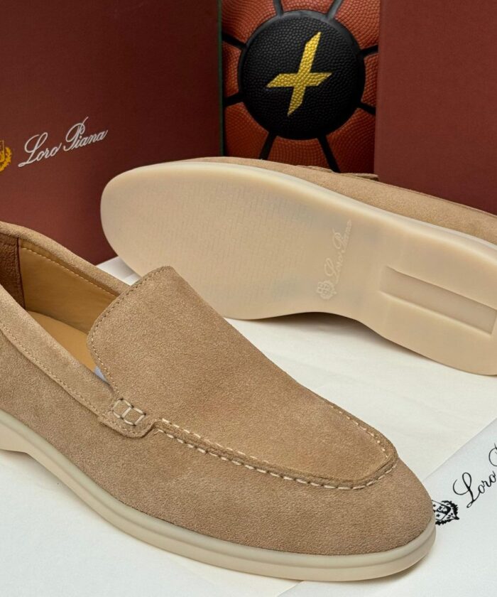 Loro Piana Summer Walk Beige Suede Loafers