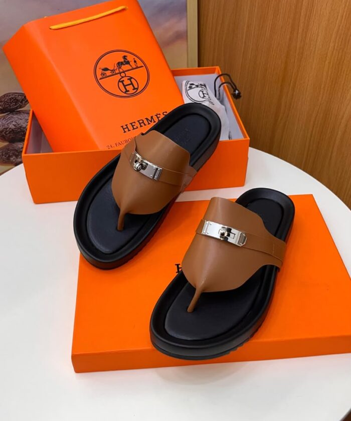 Luxury Designer Slides with Silver Lock Detail