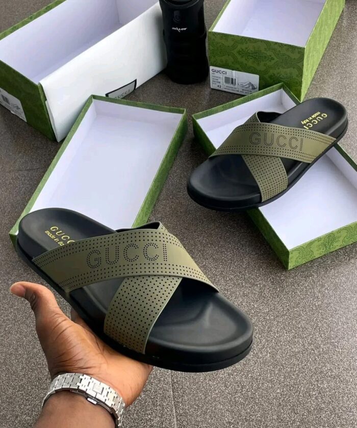 Olive Green Cross-Strap Sandals