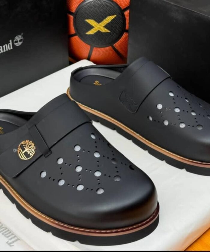 Black Leather Mule Half Shoe