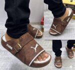 Black Suede Buckle Mule Slides with White Puma Logo 1
