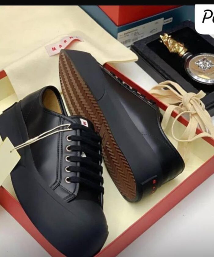 Marni Pablo Black Nappa Leather Lace Up Sneakers