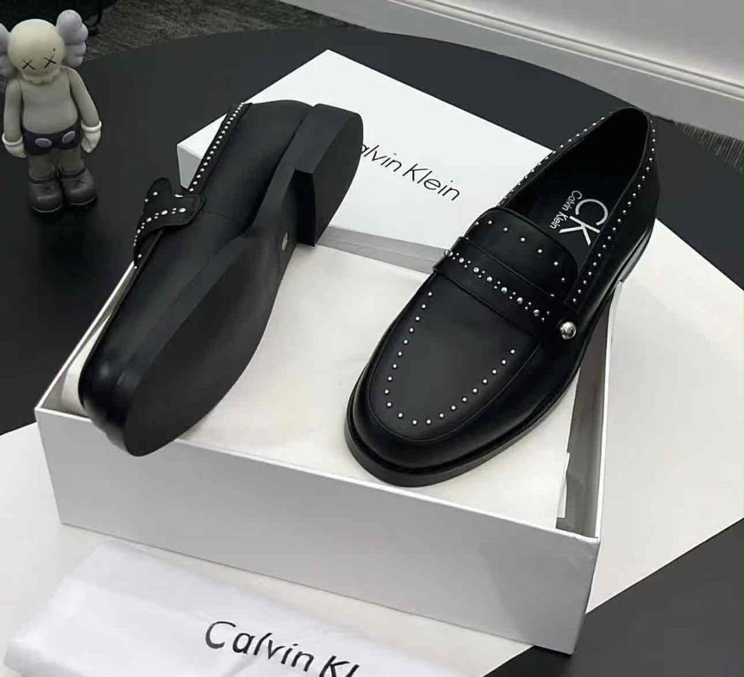 Mens Black Leather Loafers Studded Trim Luxury Shoes Mens Black Leather Loafers Studded Trim Luxury Shoes