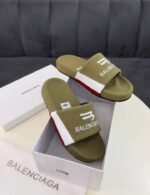 Navy Blue Pool Slides White Red Stripe B Logo