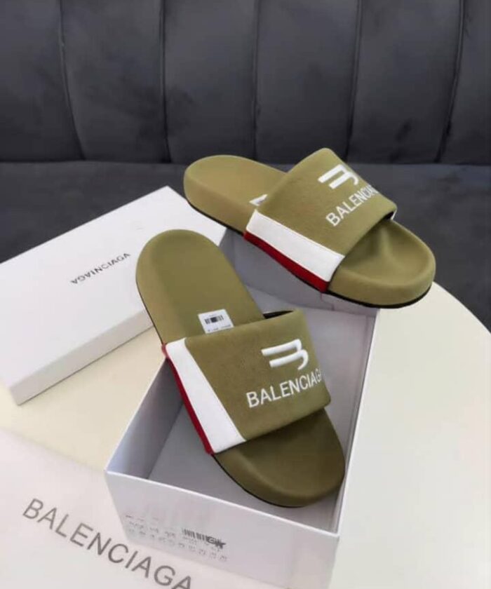 Navy Blue Pool Slides White Red Stripe B Logo