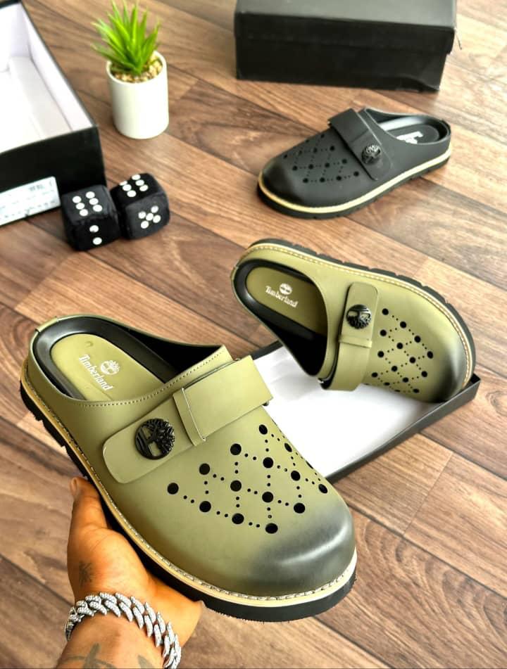 Olive Green Perforated Mule Half Shoes Olive Green Perforated Mule Half Shoes