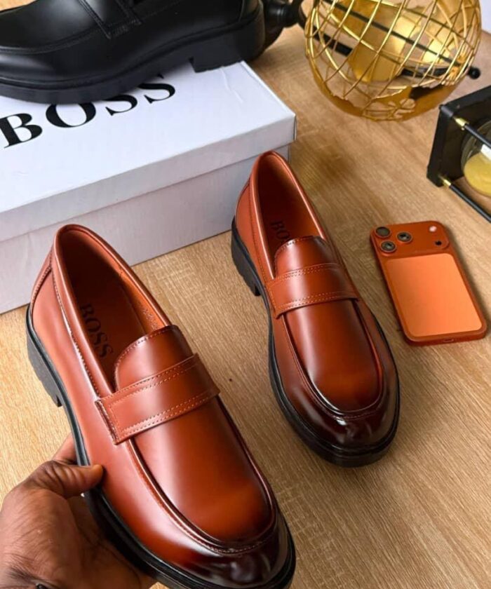 BOSS Brown Leather Penny Loafers