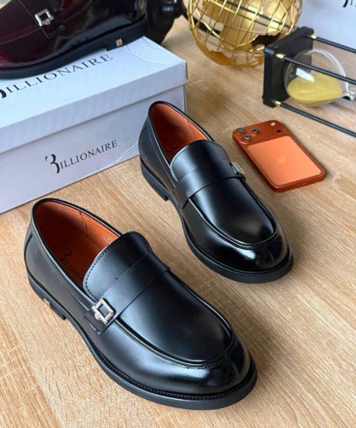Billionaire Black Leather Monk Strap Loafers