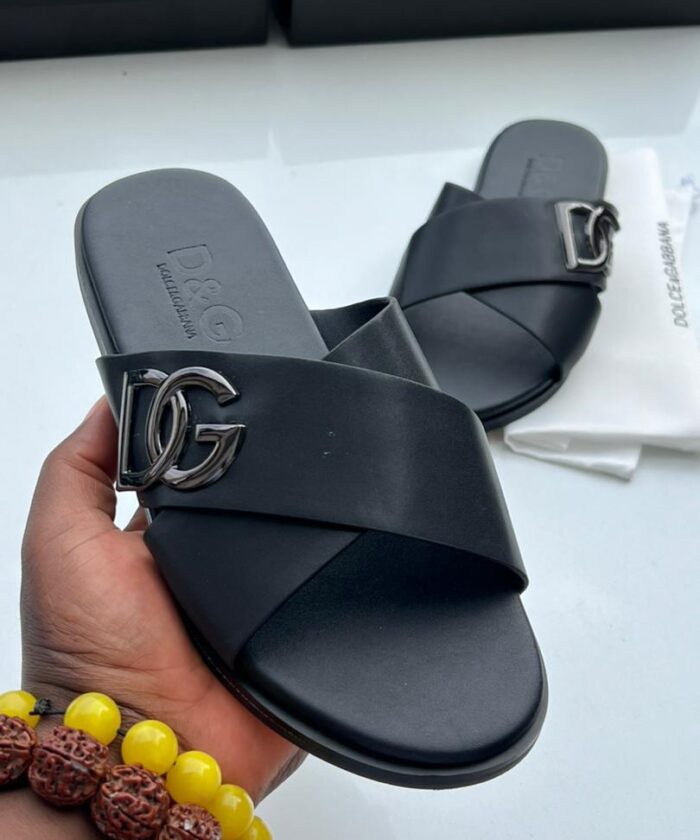 Black Calfskin Criss Cross Sandals