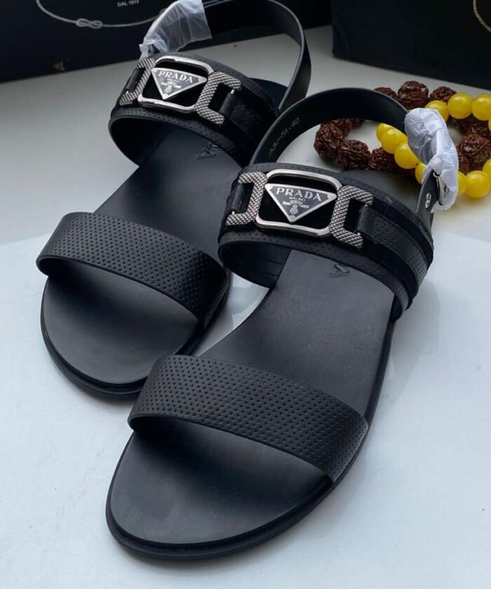 Black Leather Mens Sandals