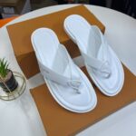 Black Leather Thong Sandals Gold Paris Logo Strap