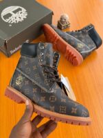 Brown Monogram Ankle Boots Gold Tree Logo