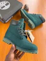 Dark Green 6 Inch Waterproof Boots Brown Padded Collar