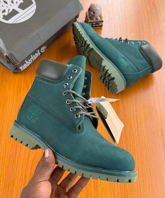 Dark Green 6 Inch Waterproof Boots Brown Padded Collar