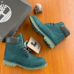 Dark Green 6 Inch Waterproof Boots Brown Padded Collar