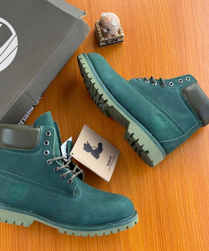 Dark Green 6 Inch Waterproof Boots Brown Padded Collar