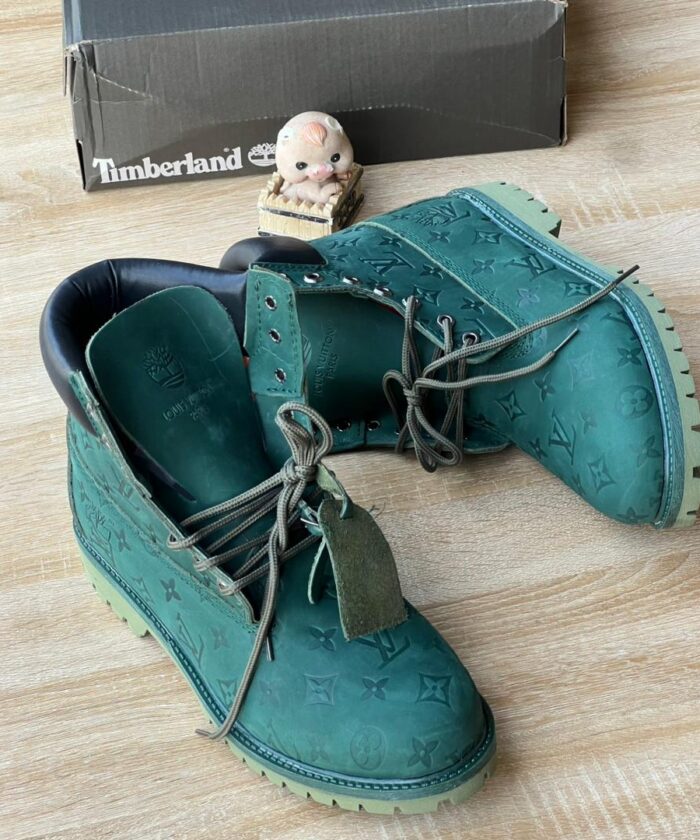 Green Monogram Embossed Collaborative Boots