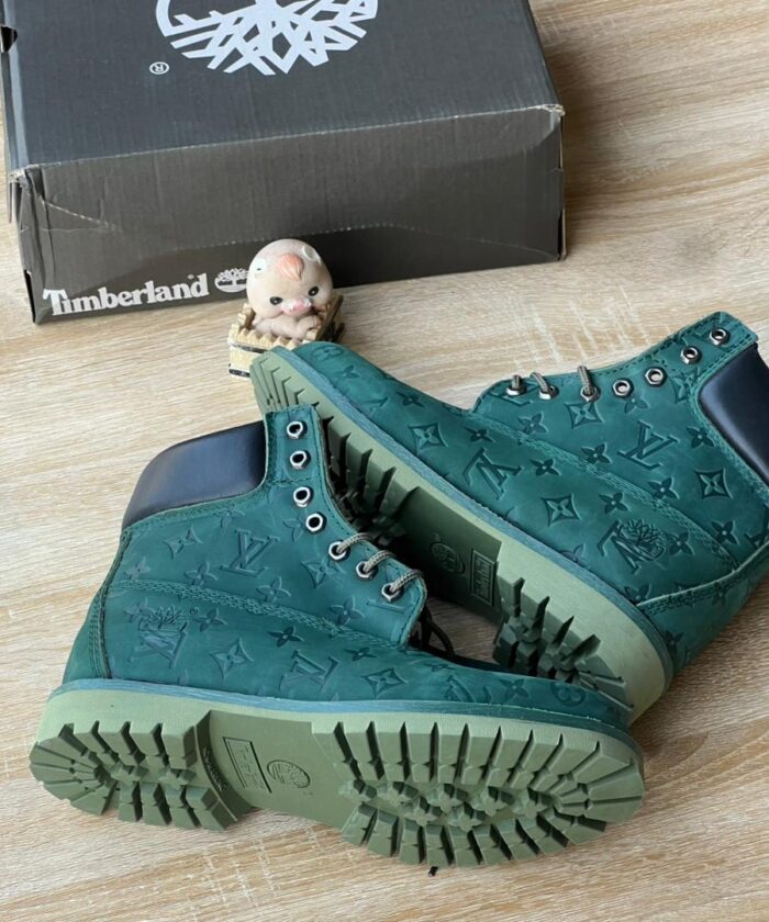 Green Monogram Embossed Collaborative Boots