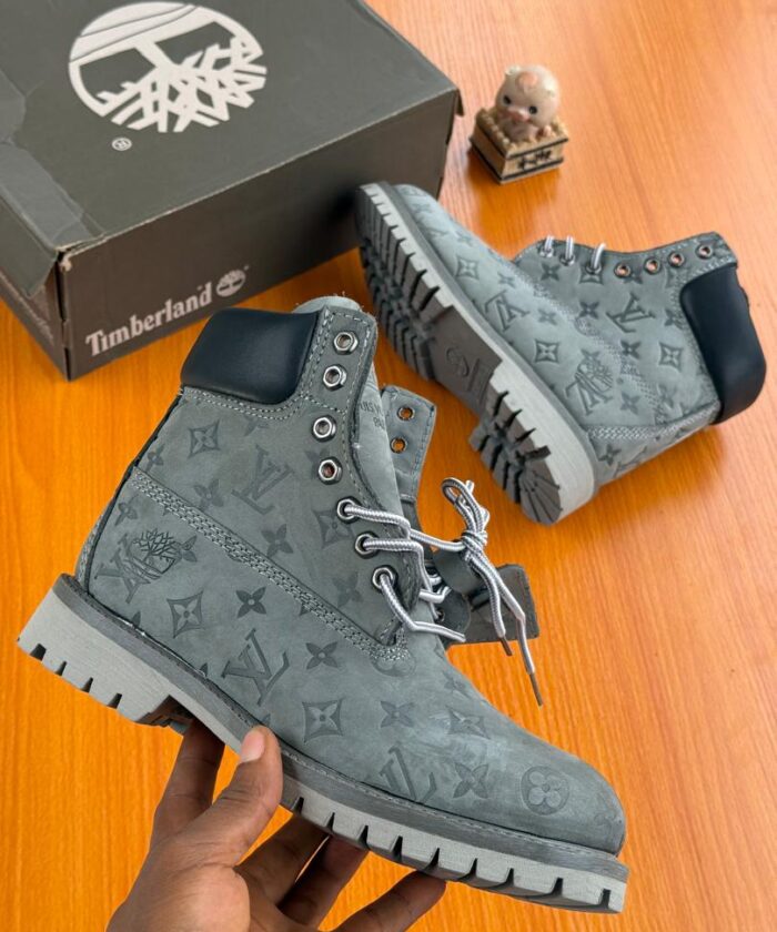 Grey Monogram 6 Inch Style Ankle Boots